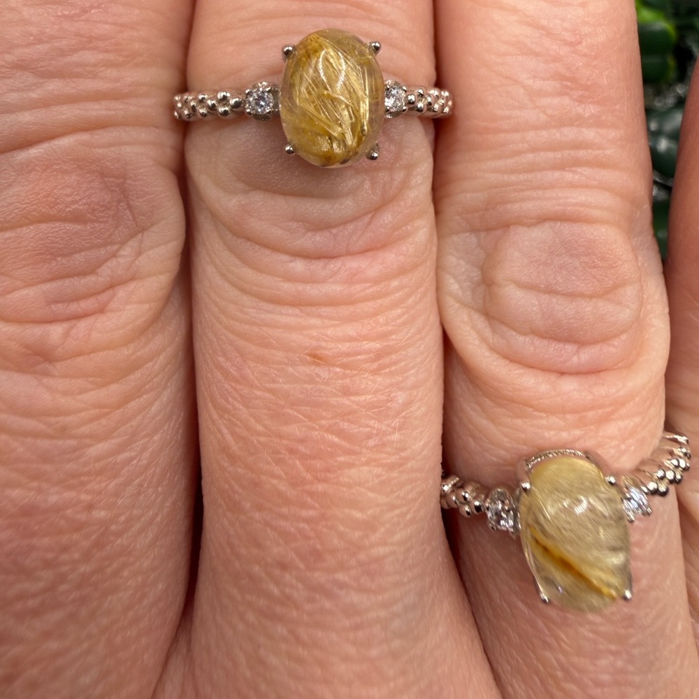 Golden Rutile Quartz, Adjustable Sterling Silver Ring - Picture 9 of 10